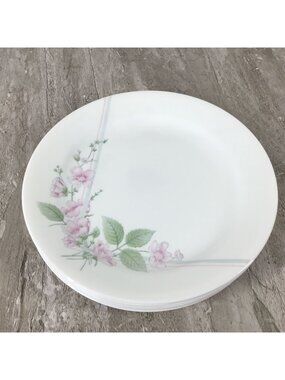 Set of 7 Corelle Corning Veranda Salad Dessert Bread Plates 7 1/4" Pink Flowers